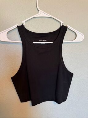 wild fable Black Ribbed Cropped Tank